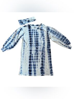 Worn Once: Epic Threads Blue and White Tie Dye Dress with Matching Headband